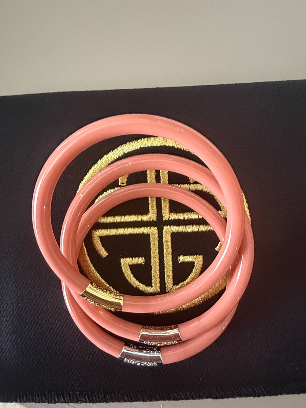 Coral Enamel Stackable Bangle Bracelet